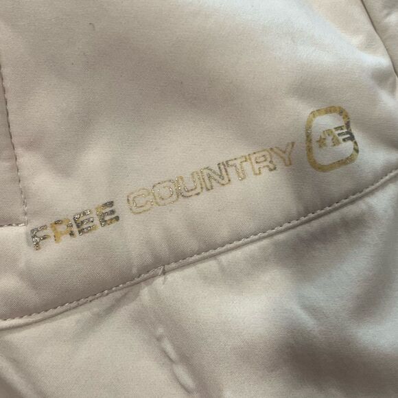 Free Country White Athletic Jacket Hooded Full Zip Fleece Lined Size S - Picture 9 of 9